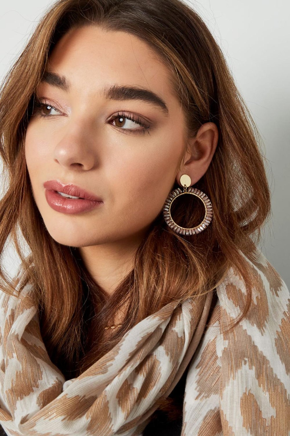 Earrings chic with crystal details Orange & Gold Color Copper h5Picture4