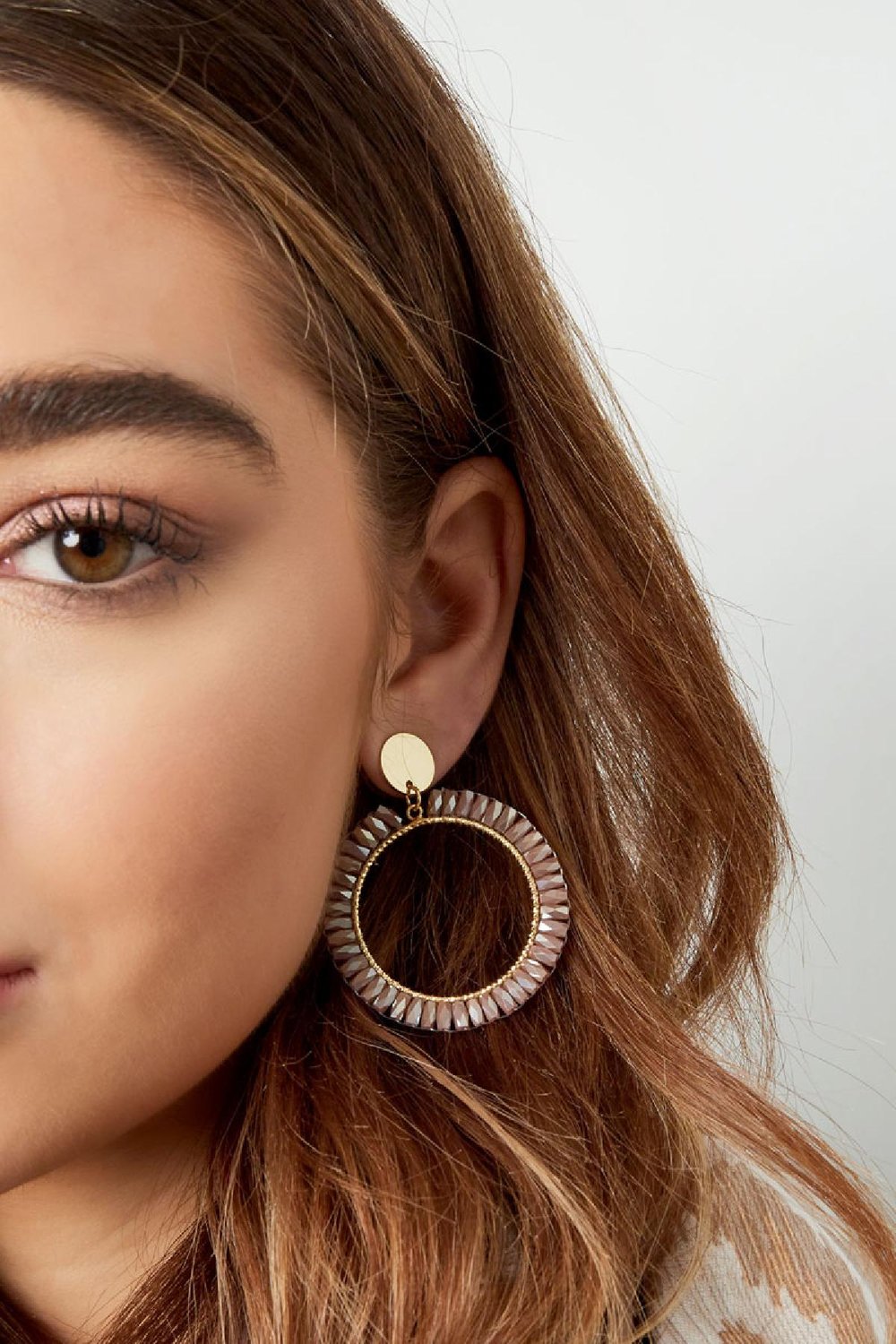 Earrings chic with crystal details Orange & Gold Color Copper h5Picture3