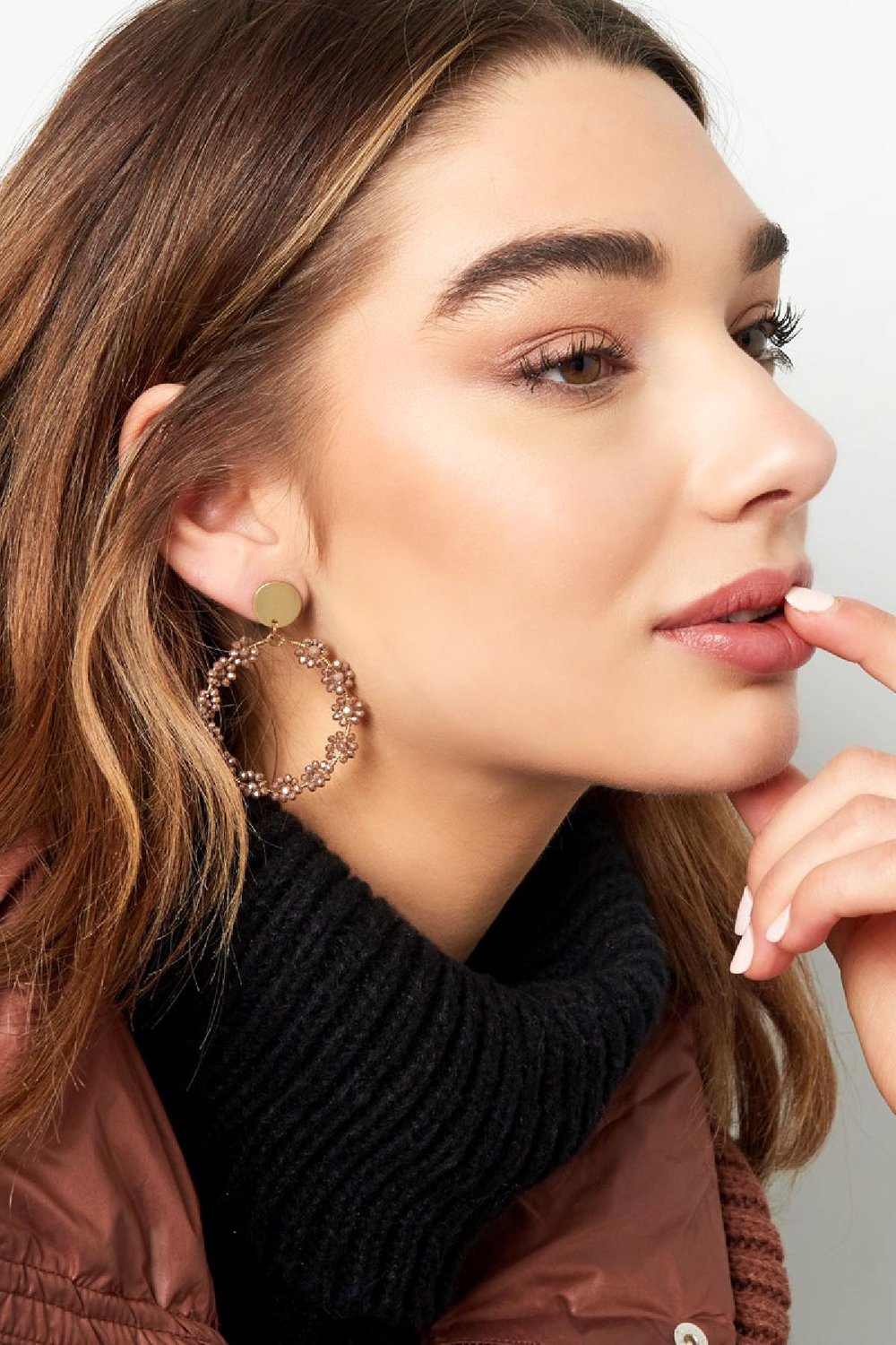 Earrings with bunches of flowers Green & Gold Color Copper h5Picture4