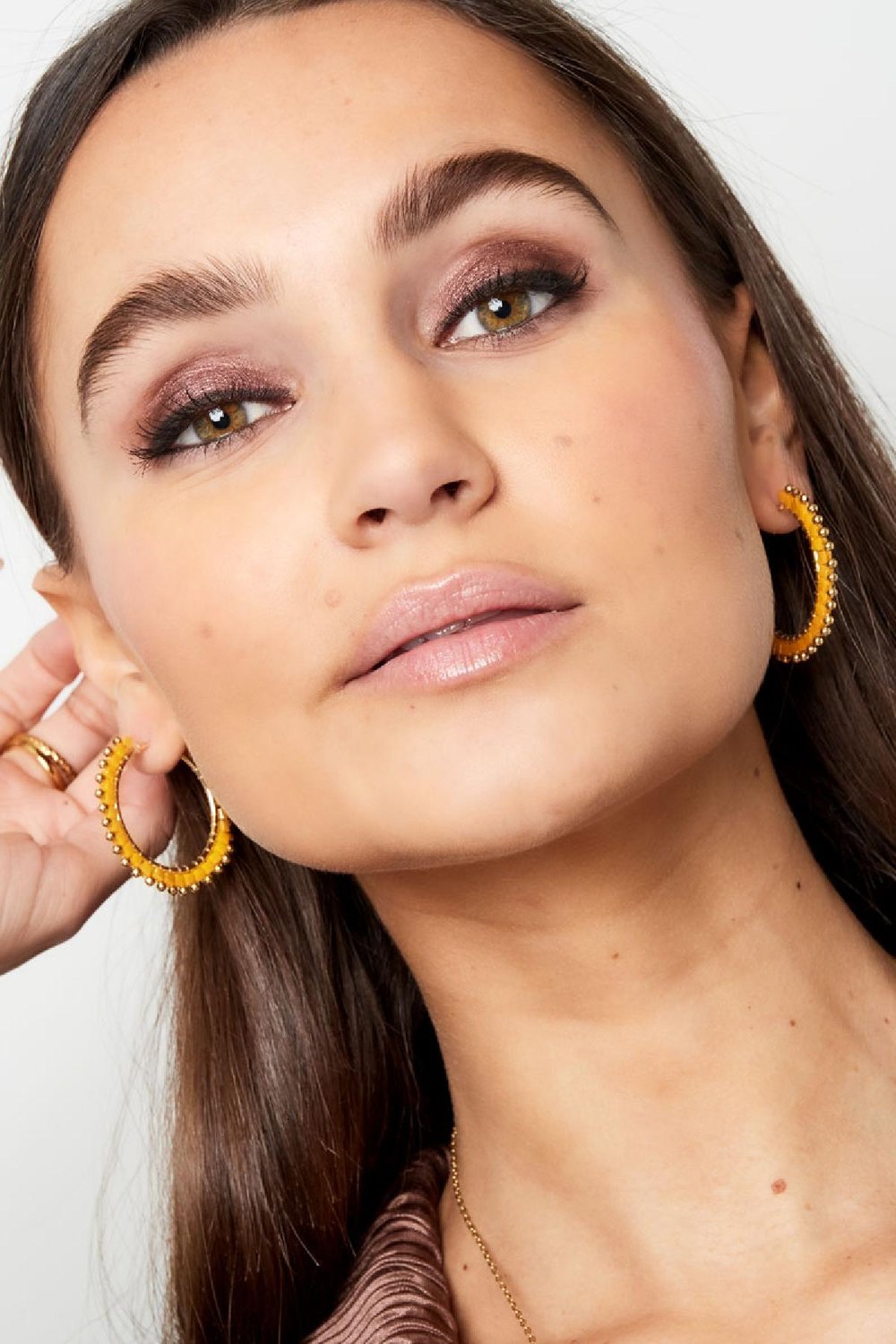 Pendientes con cuentas cuadradas y lunares Azul Cobre h5Imagen2