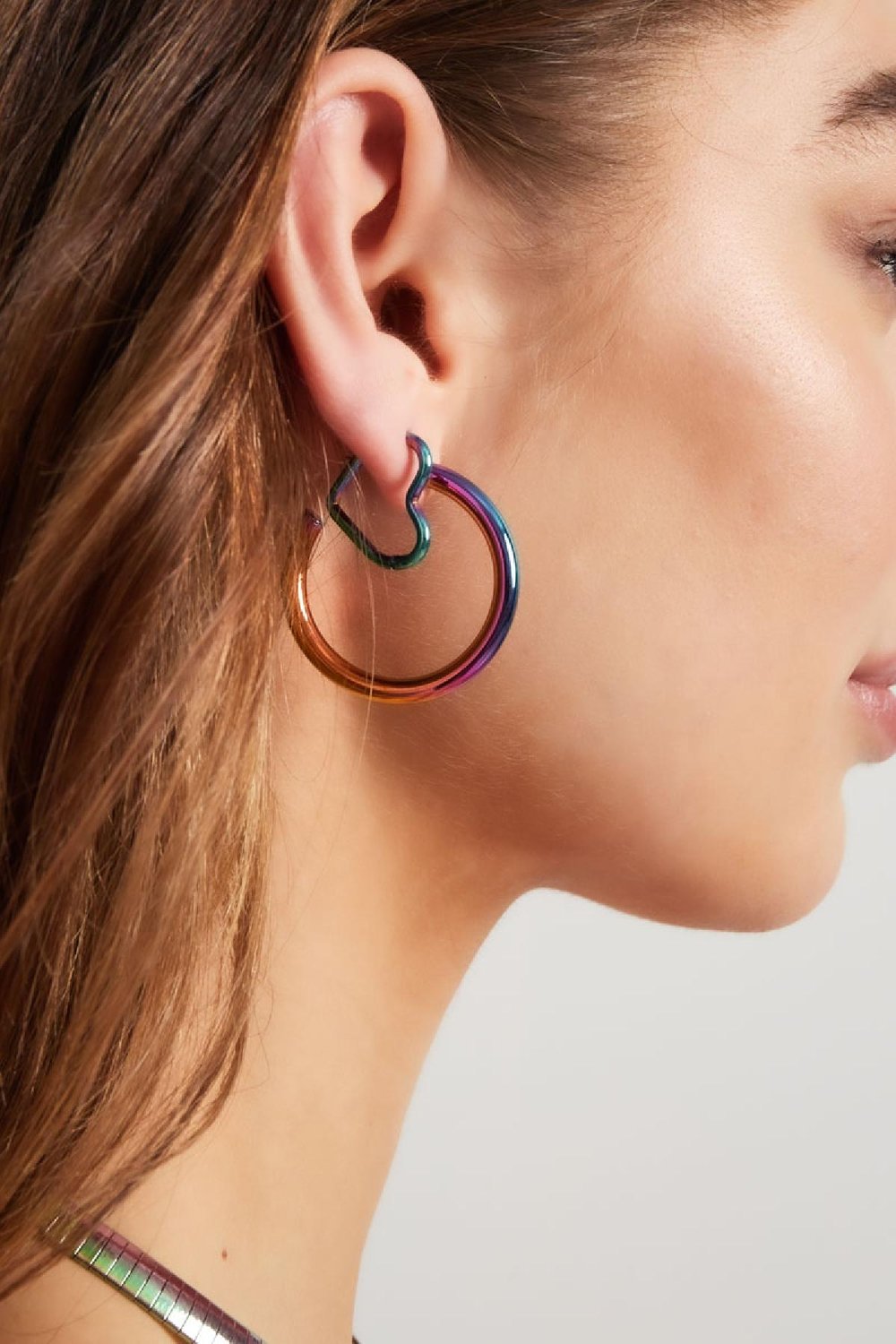 Pendientes corazón holográfico Multicolor Acero inoxidable h5Imagen2