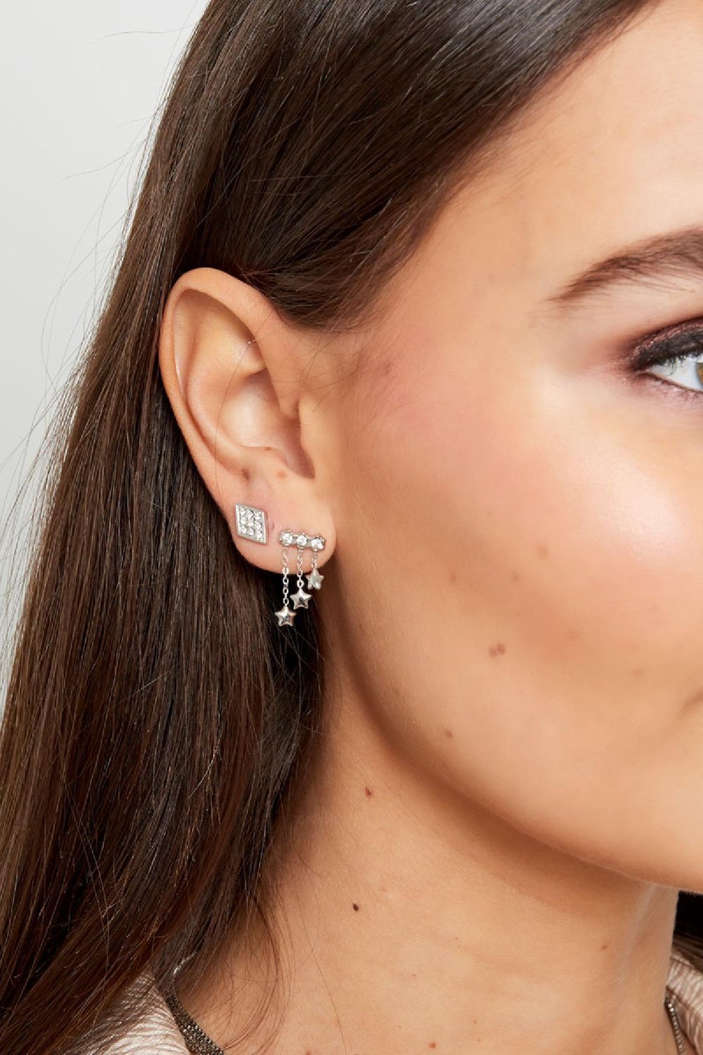Ohrstecker Diamant mit Steinen Silber Edelstahl Bild3