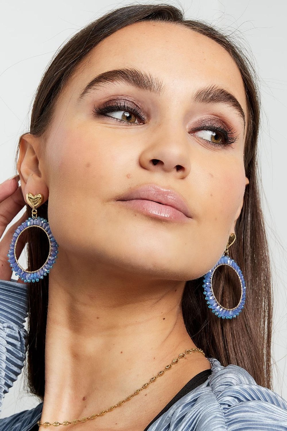 Ohrringe runde Kristallperlen Hellblau Legierung h5Bild2