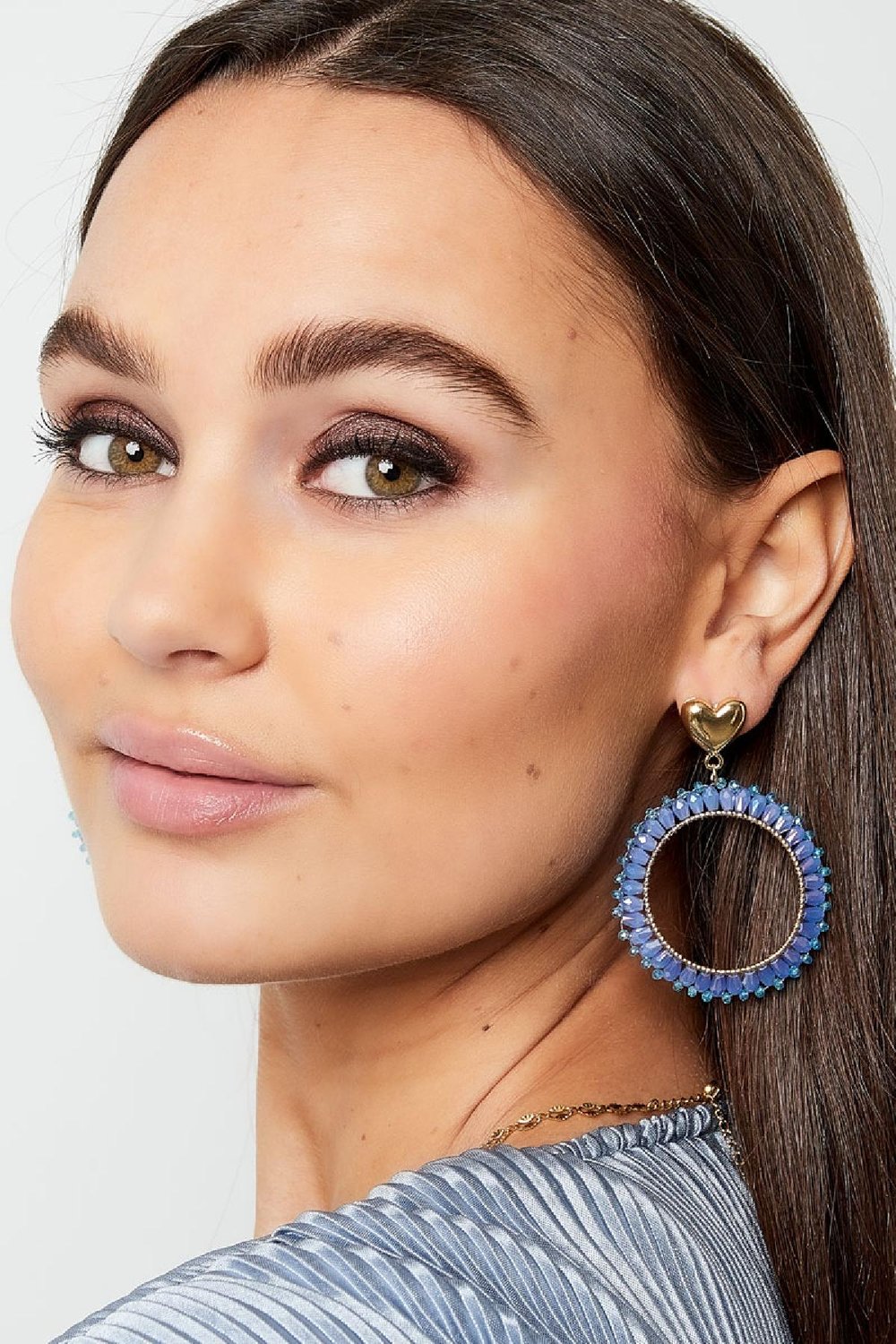 Ohrringe runde Kristallperlen Hellblau Legierung h5Bild3