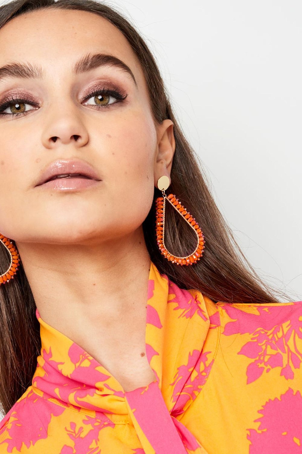 Earrings drop crystal beads Light Blue Copper h5Picture2