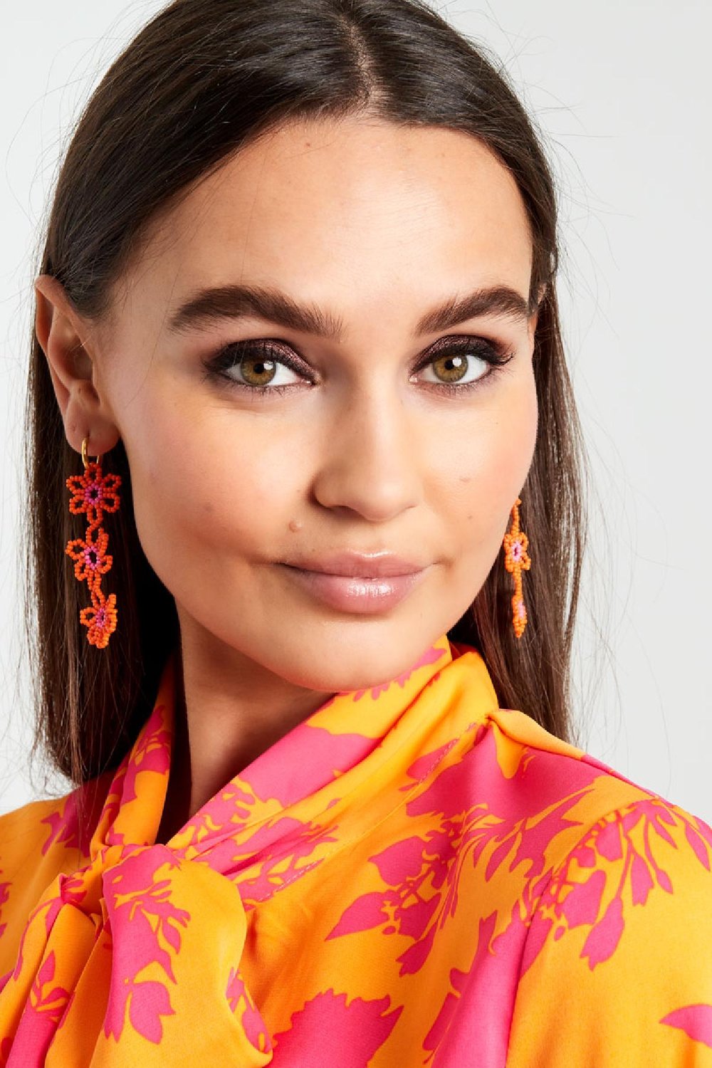 Earrings three flowers Fuchsia Stainless Steel h5Picture3