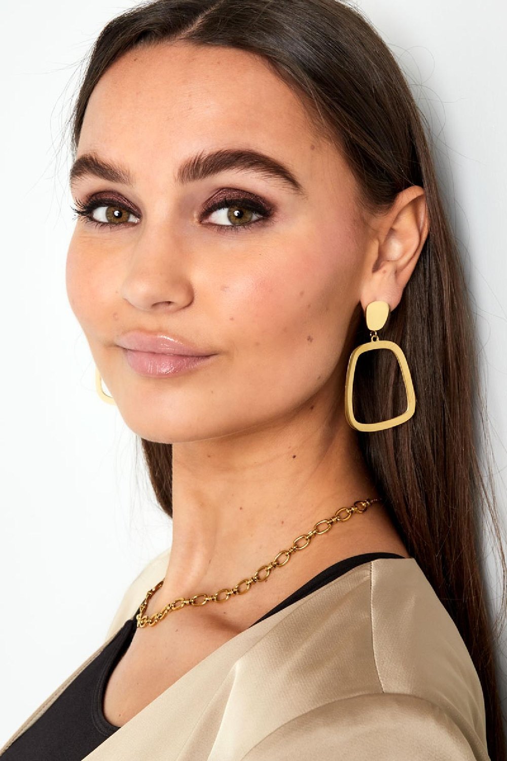 Hanging earrings chic Gold Color Stainless Steel h5Picture3