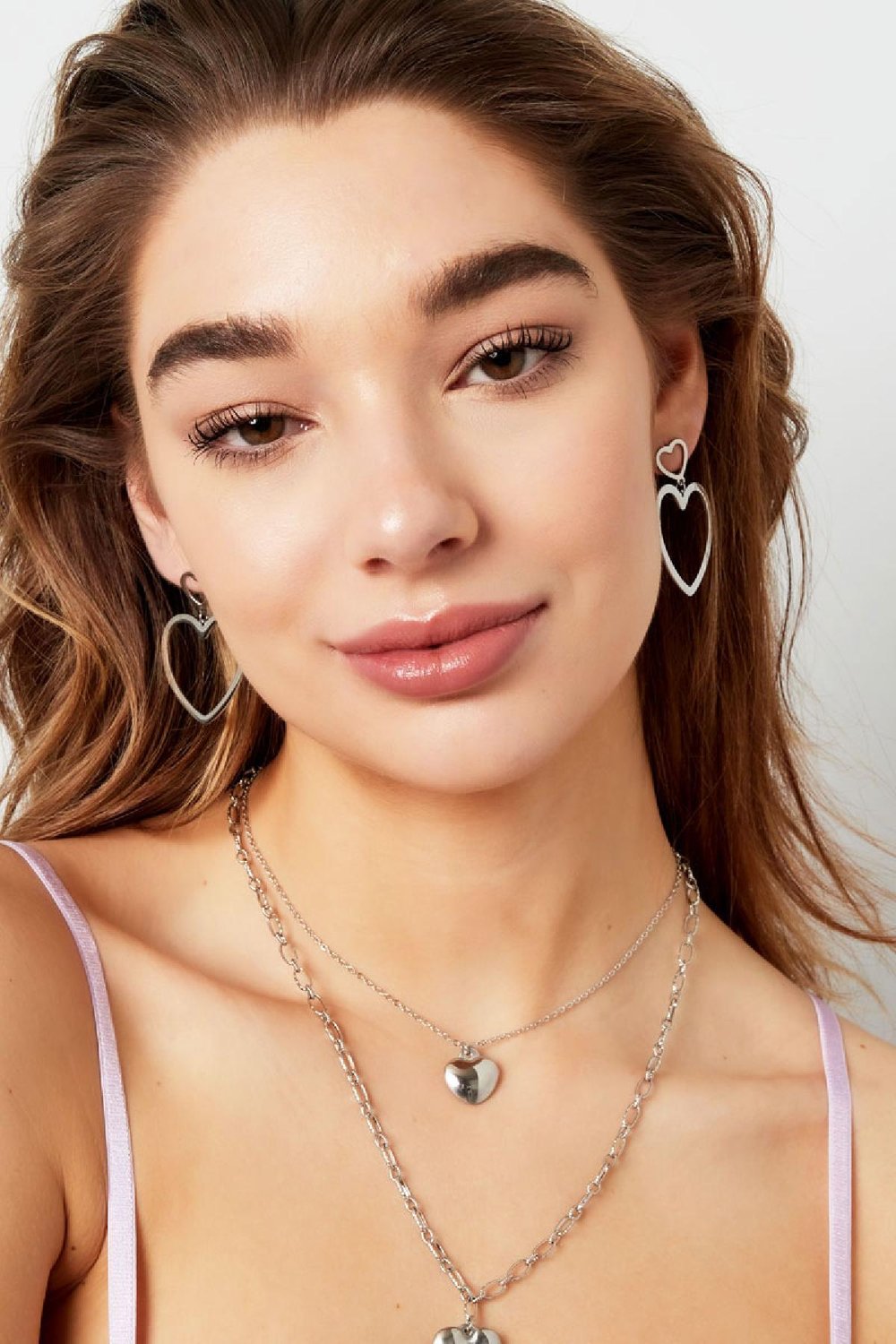 Heart earrings Silver Color Stainless Steel h5Picture4