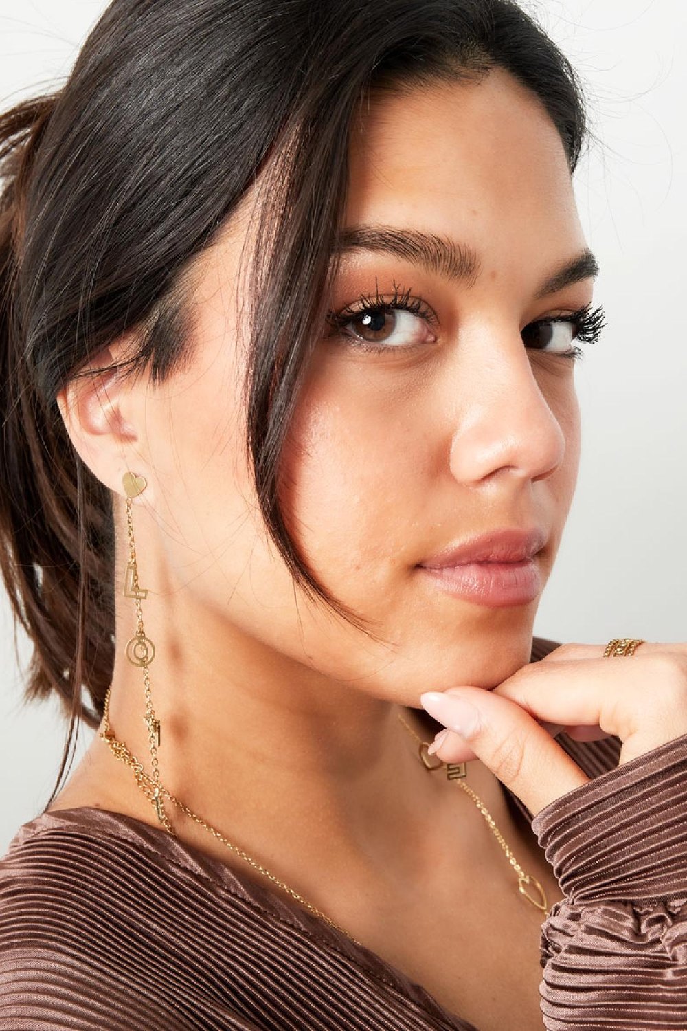 Stud earrings love Silver Color Stainless Steel h5Picture2