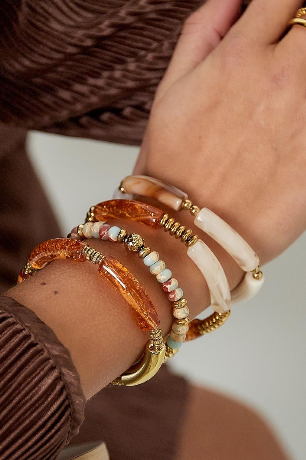 Schlaucharmband bunt Weiß Acryl h5Bild2