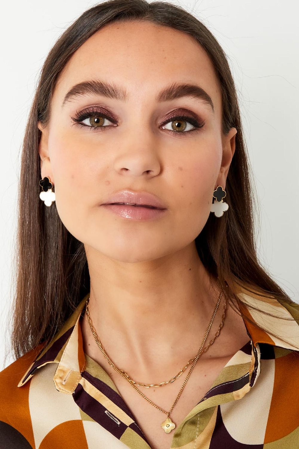 Pendientes 2 tréboles Verde & Color dorado Acero inoxidable h5Imagen2