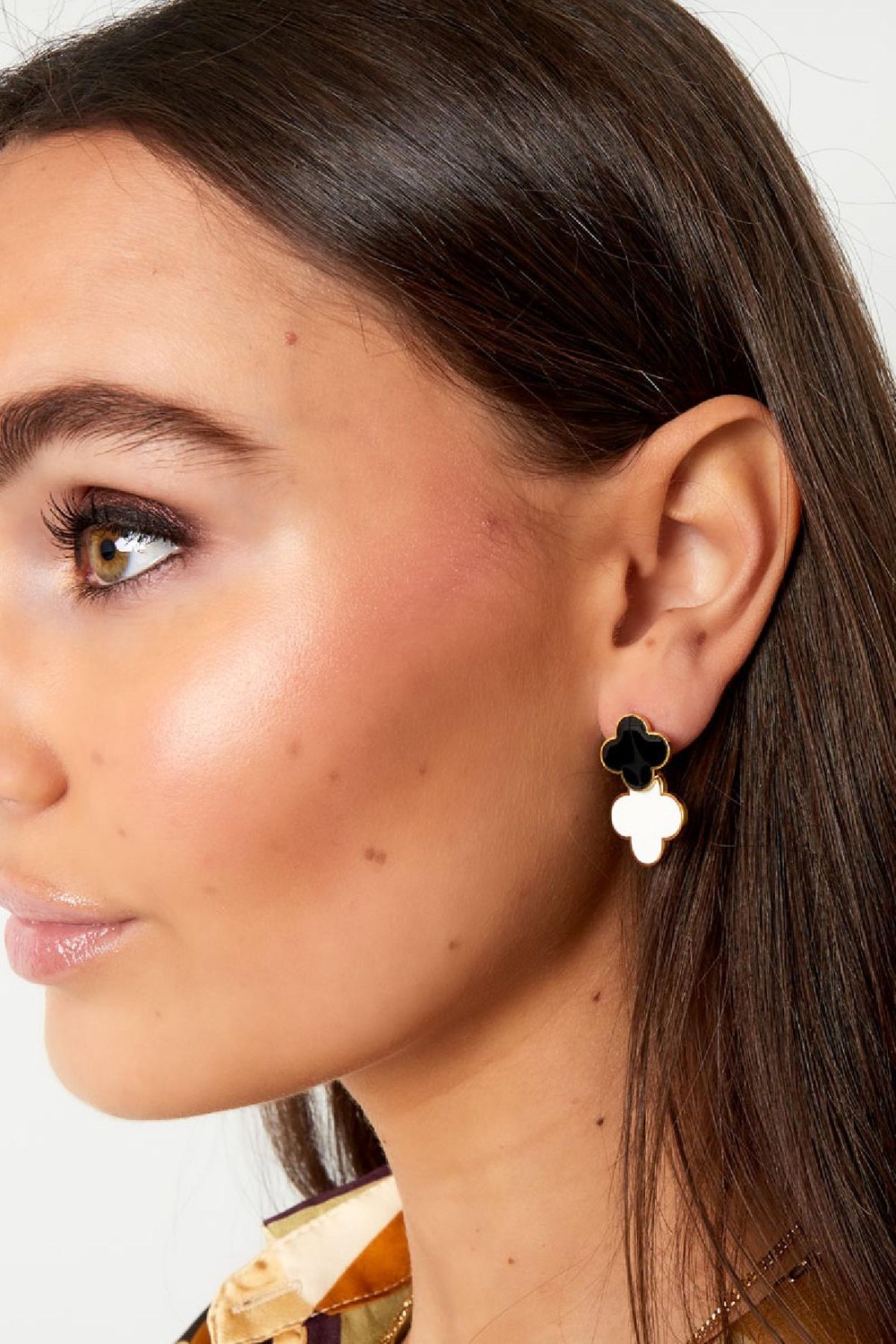 Pendientes 2 tréboles Verde & Color dorado Acero inoxidable h5Imagen3