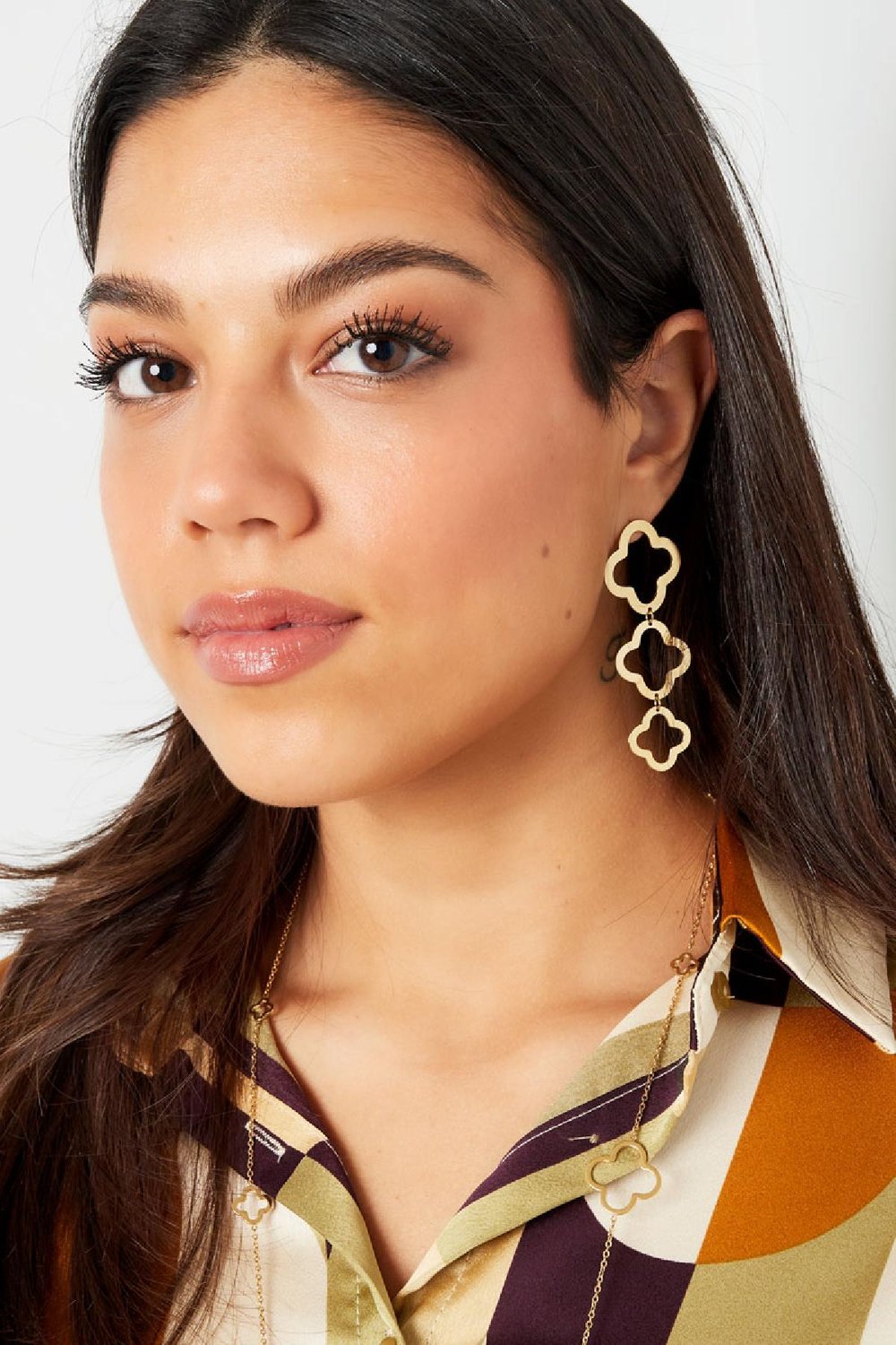 Statement earrings clovers Gold Color Stainless Steel h5Picture2