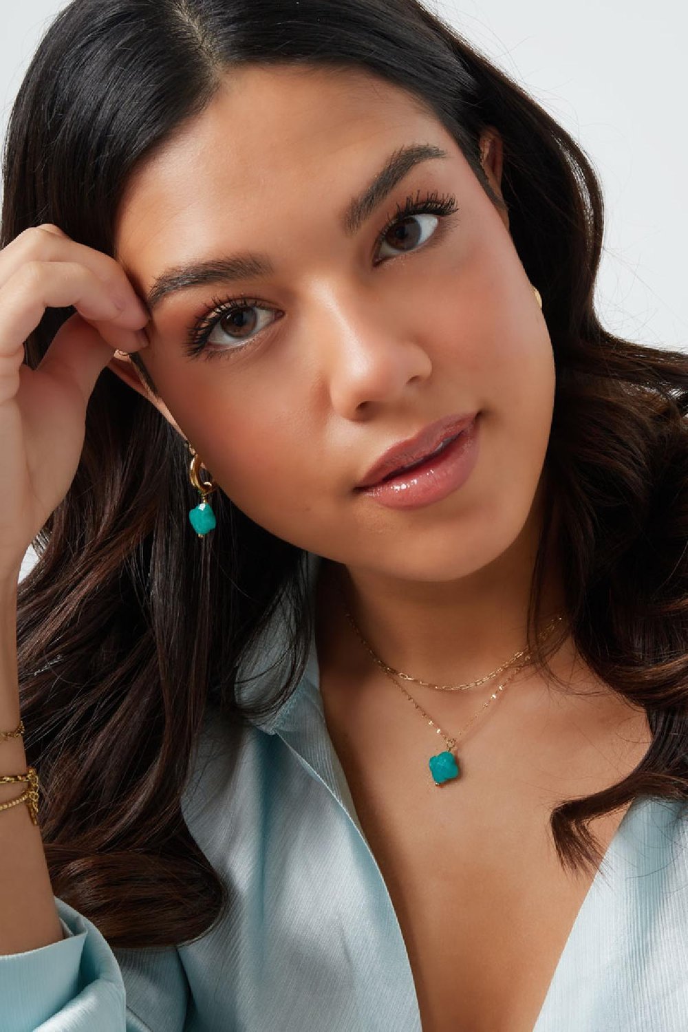 Beaded bracelet clover - Natural stones collection Green Stainless Steel h5Picture4