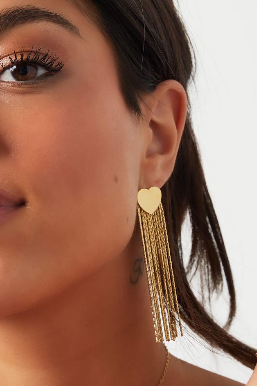 Statement earrings heart Gold Color Stainless Steel h5Picture3