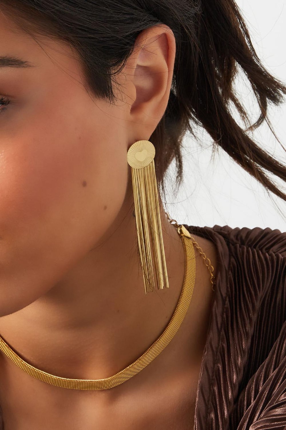 Statement earrings round/heart Gold Color Stainless Steel h5Picture3