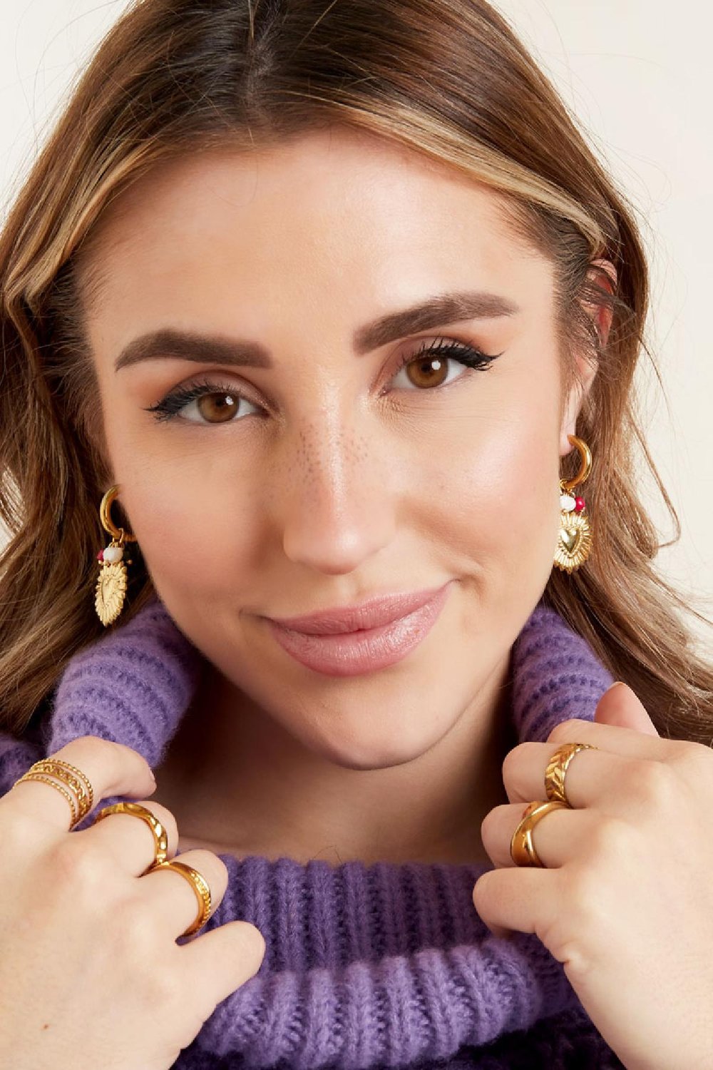 Earrings heart flower Silver Color Stainless Steel h5Picture4