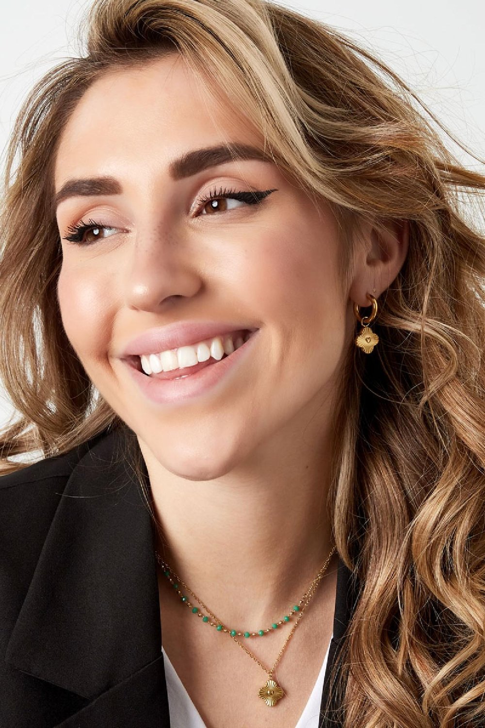 Heart flower earrings Gold Color Stainless Steel h5Picture2