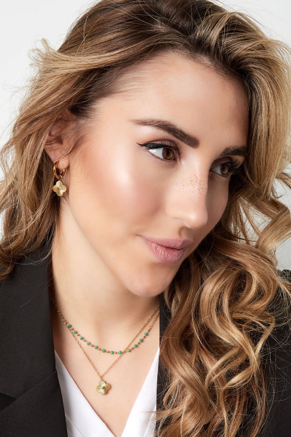 Heart flower earrings Gold Color Stainless Steel h5Picture4