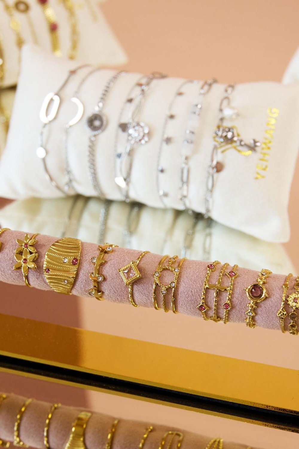 Anillo expositor set elegante rosa Color dorado Acero inoxidable One size h5Imagen4