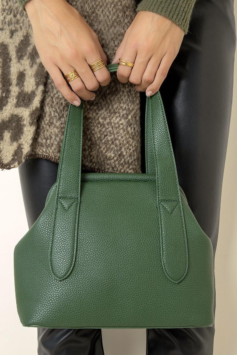 PU-Ledertasche mit stoffüberzogenem Verschluss Braun Polyurethan Bild2