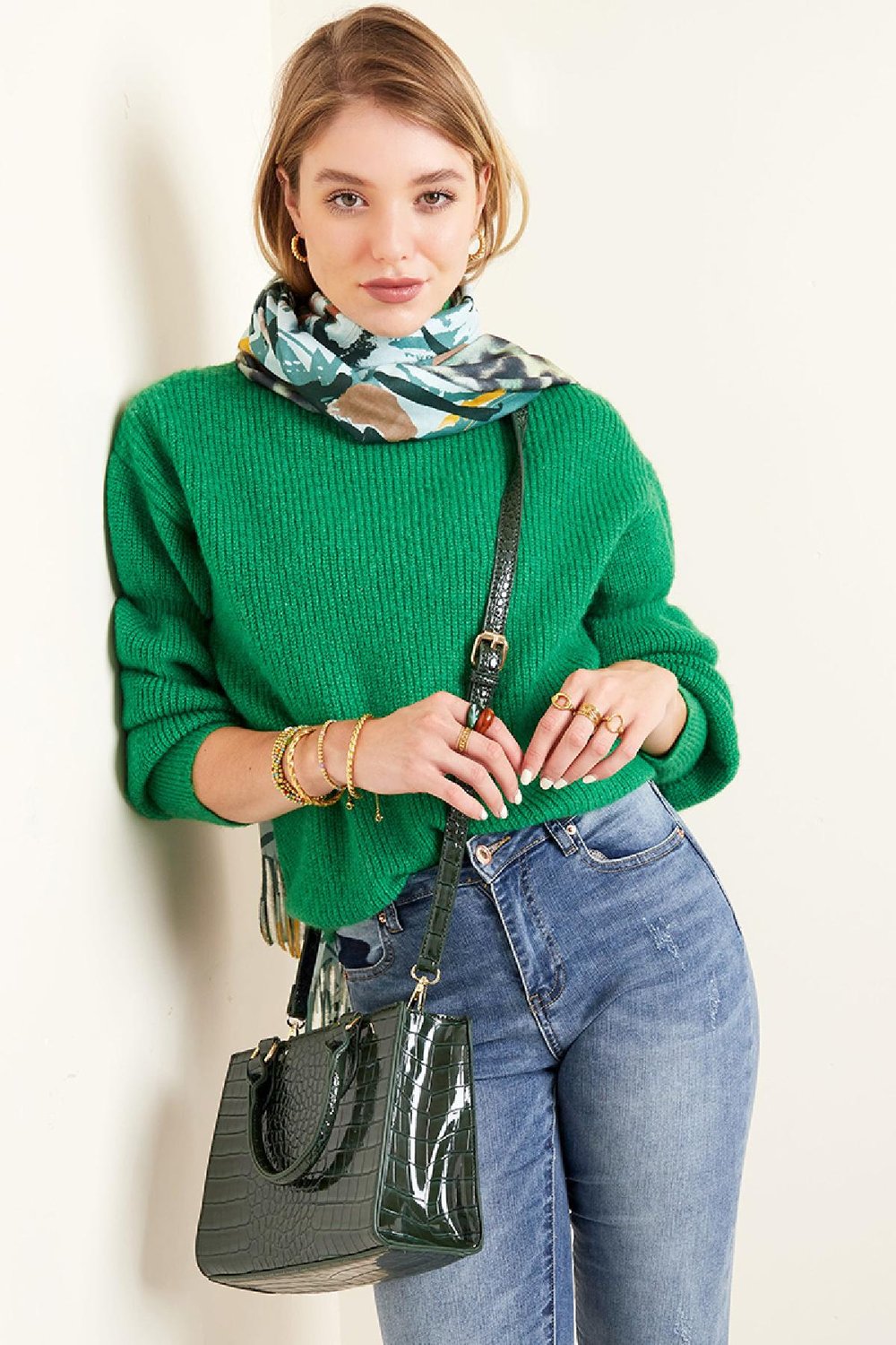 Bolso cuadrado crocy Verde Poliuretano Imagen2