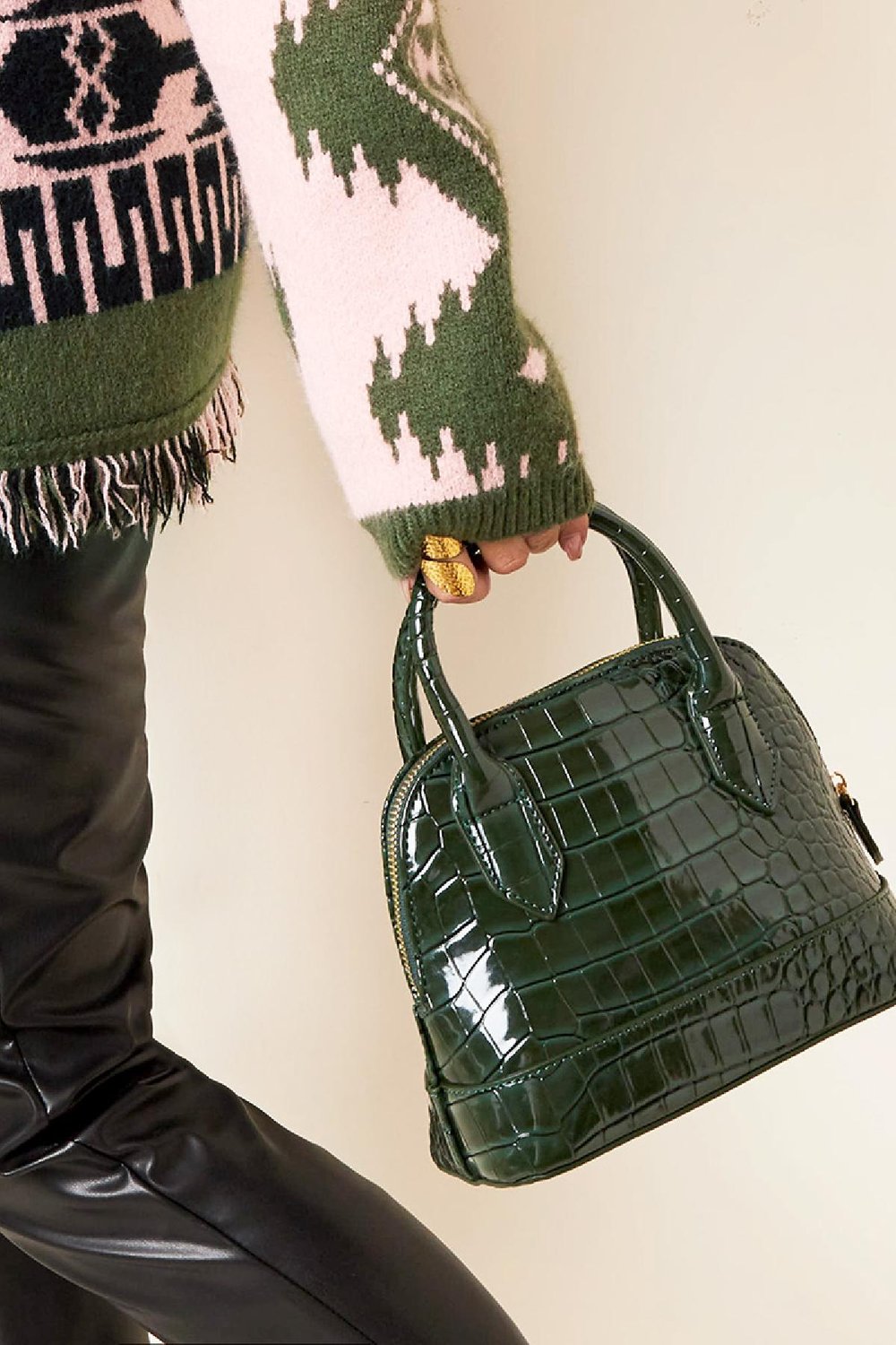 Krokodiltasche Schwarz Polyurethan Bild5