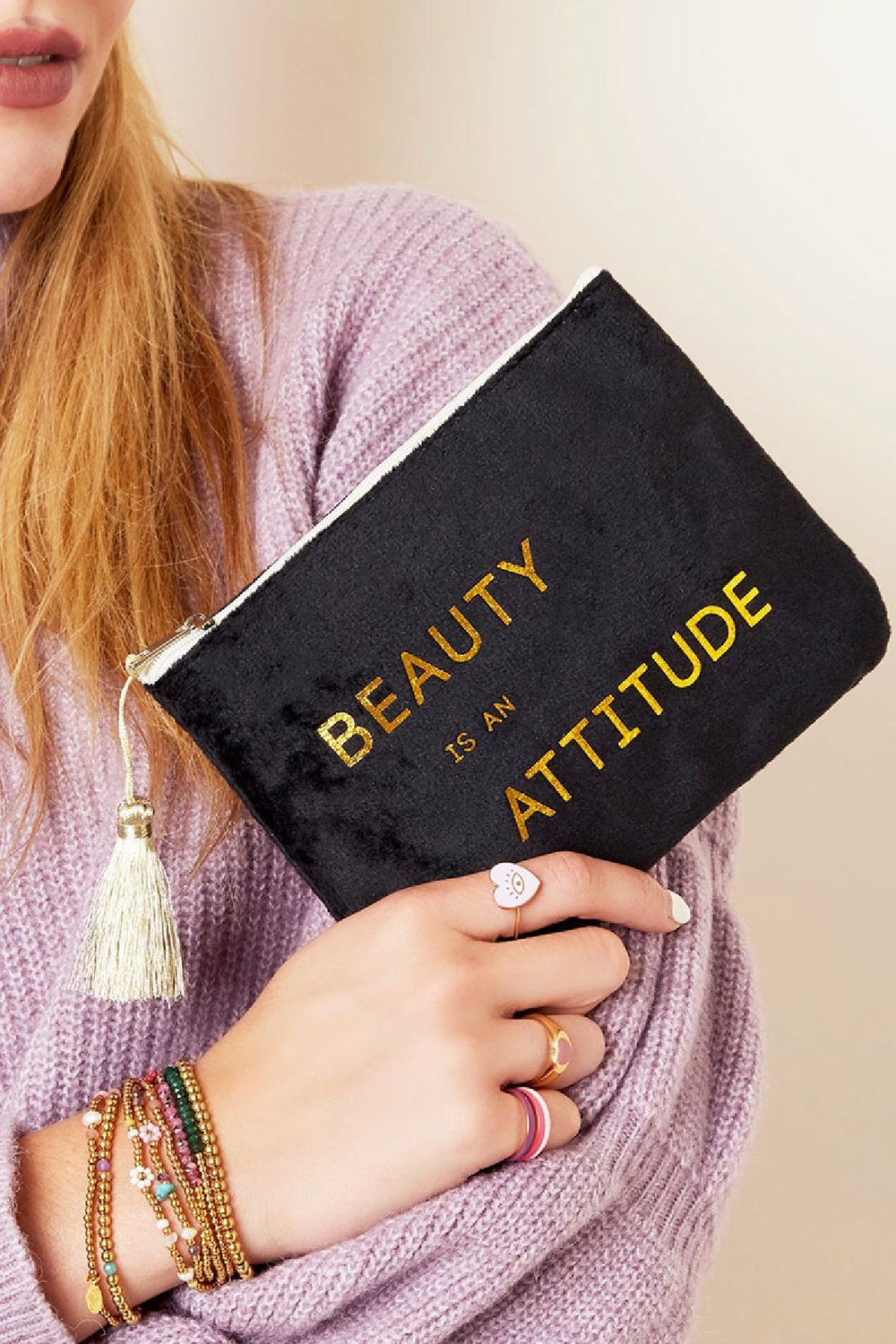 Portefeuille avec texte Beige Polyester Image2