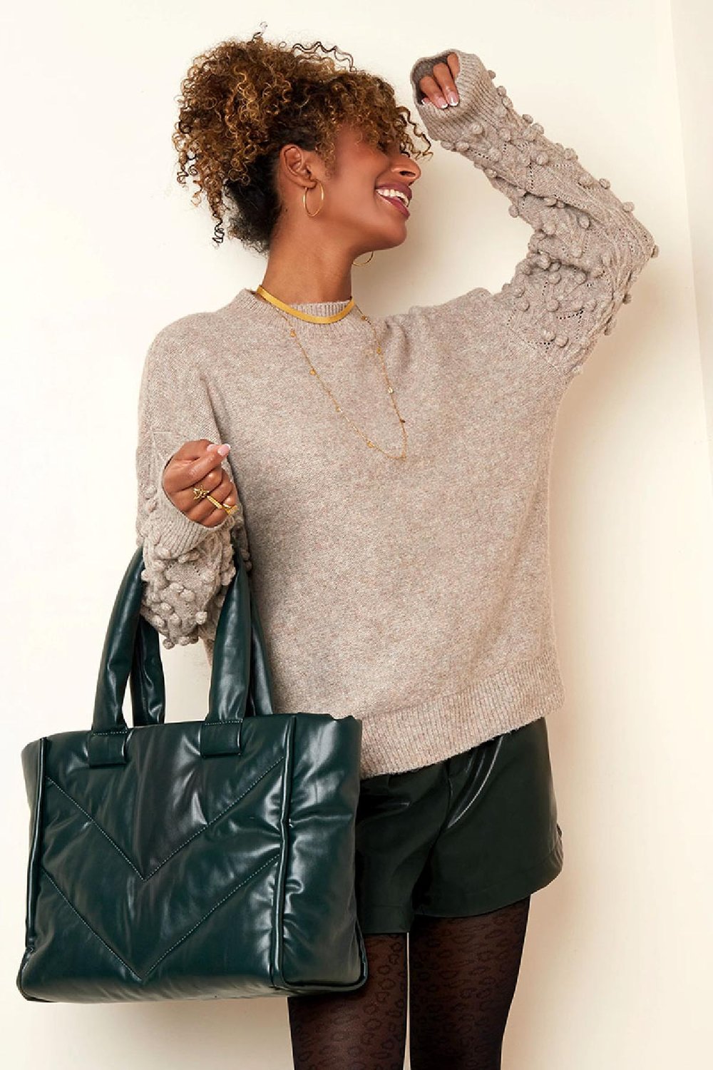 Shopper aus PU-Leder Schwarz Polyurethan Bild2