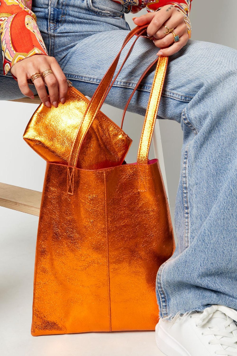 Bolso shopper metalizado Azul Poliuretano Imagen2