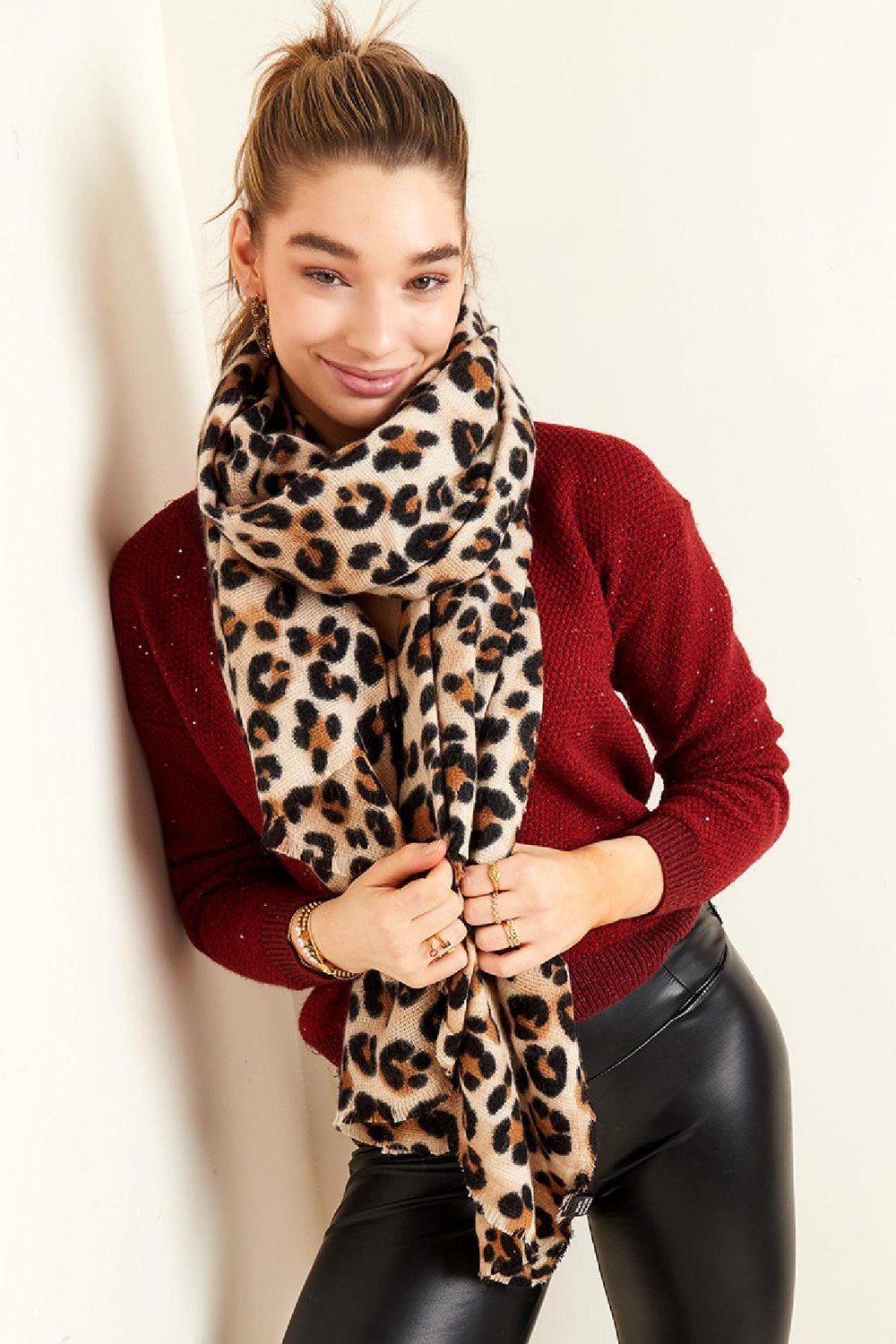 Sjaal Soft Panther Beige Acryl Afbeelding4