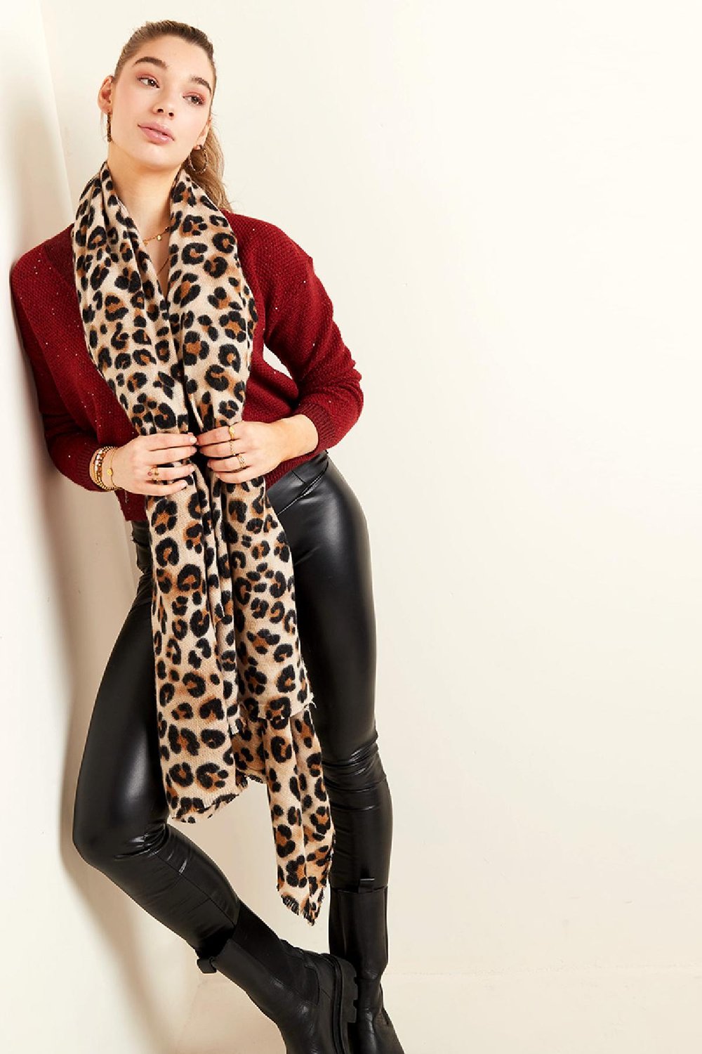 Sjaal Soft Panther Beige Acryl Afbeelding2