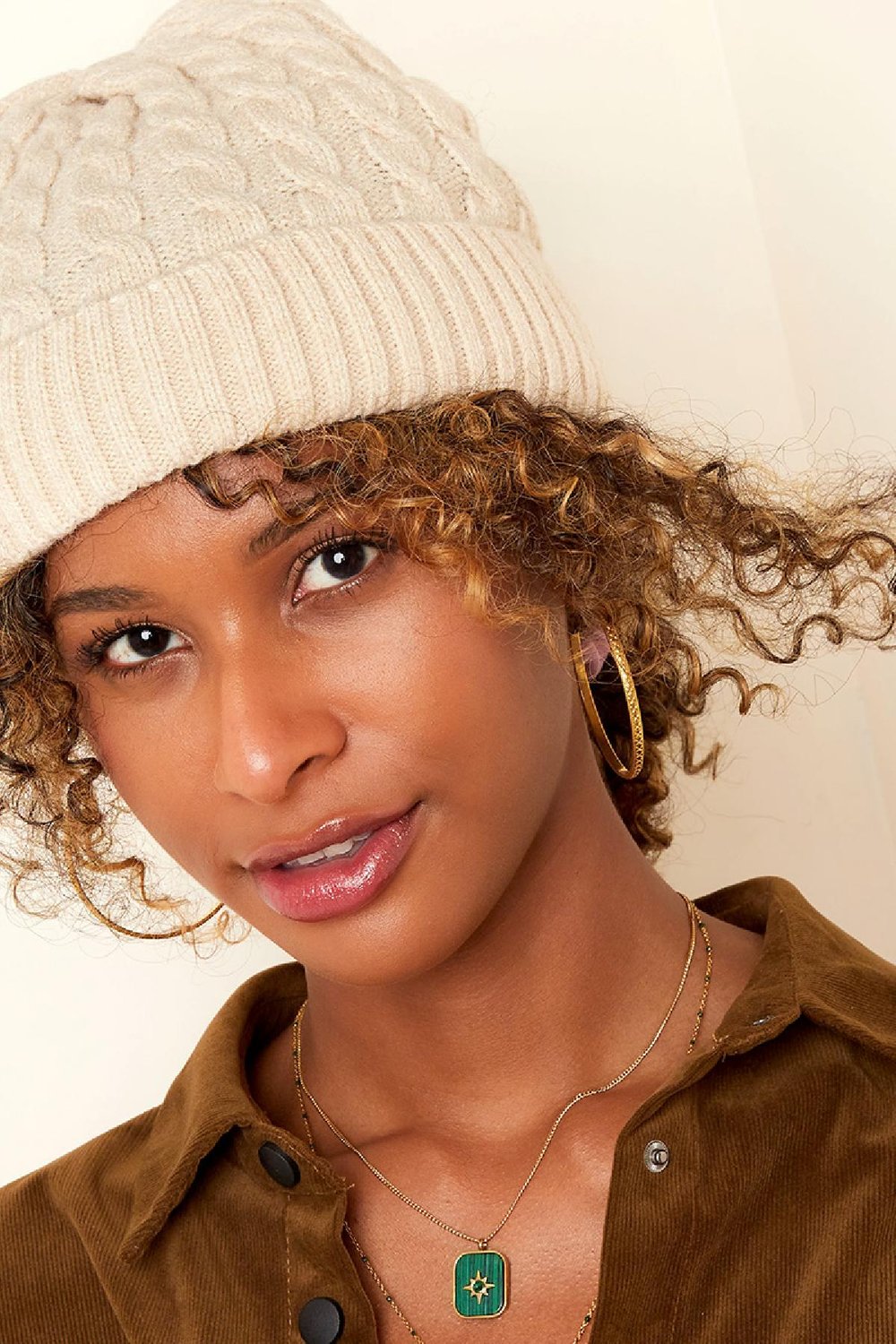 Sombrero de invierno de punto Rosa Acrílico Imagen2