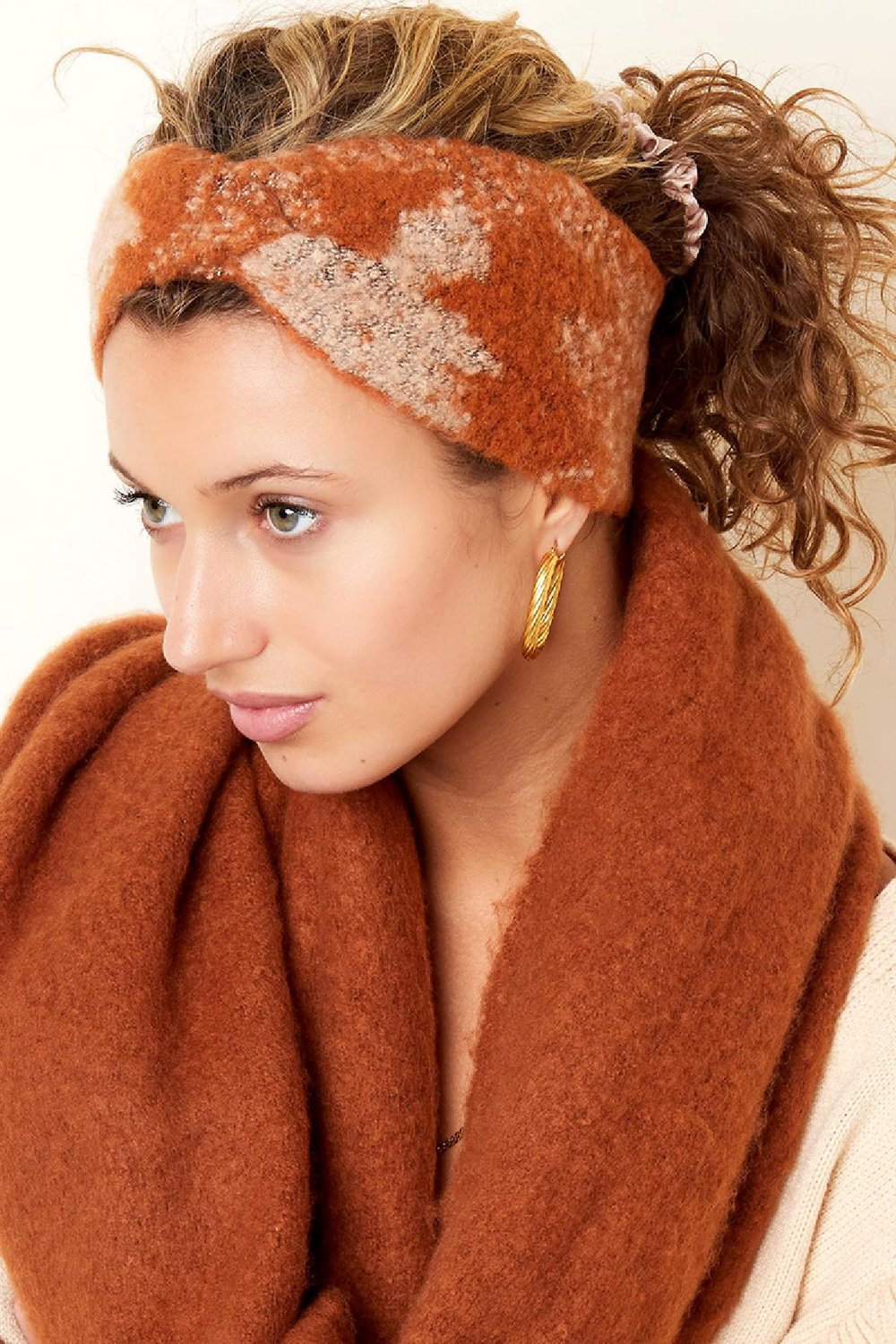 Teinture de cravate de bandeau d'hiver Camel Acrylique Image3