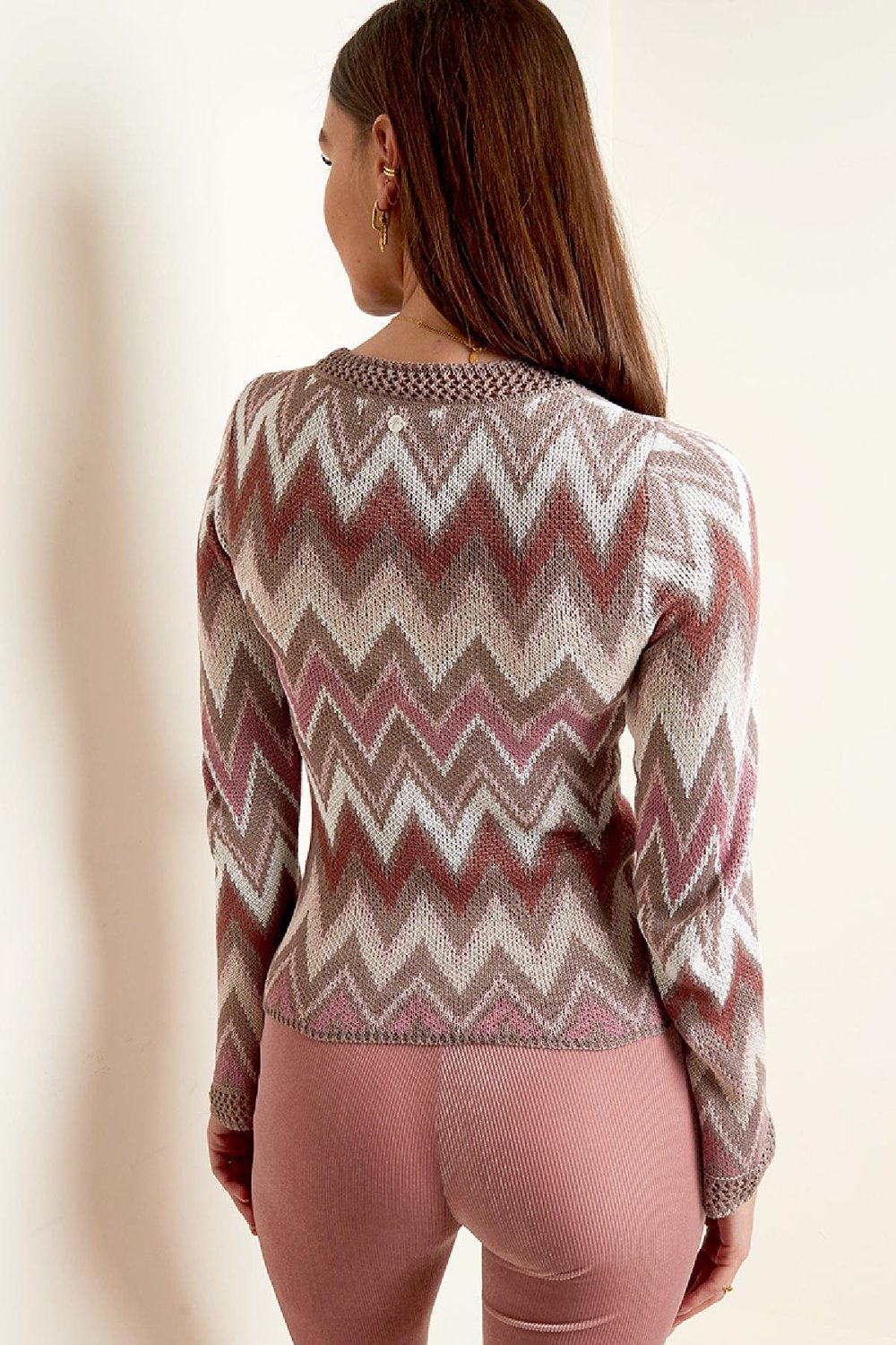 Crochet flare long sleeve top Black S Picture6