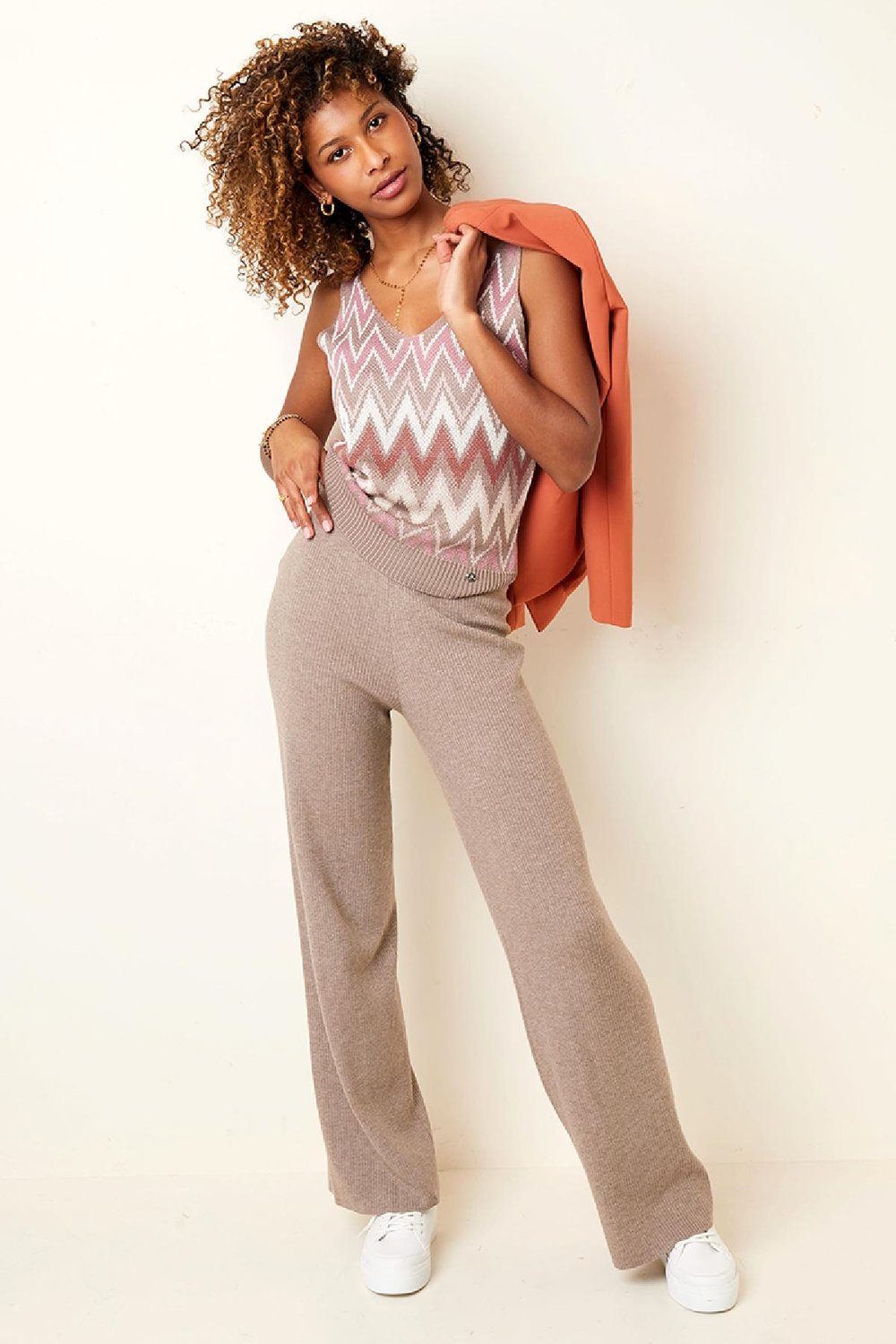 Pantalones anchos Blanco marfil S Imagen3