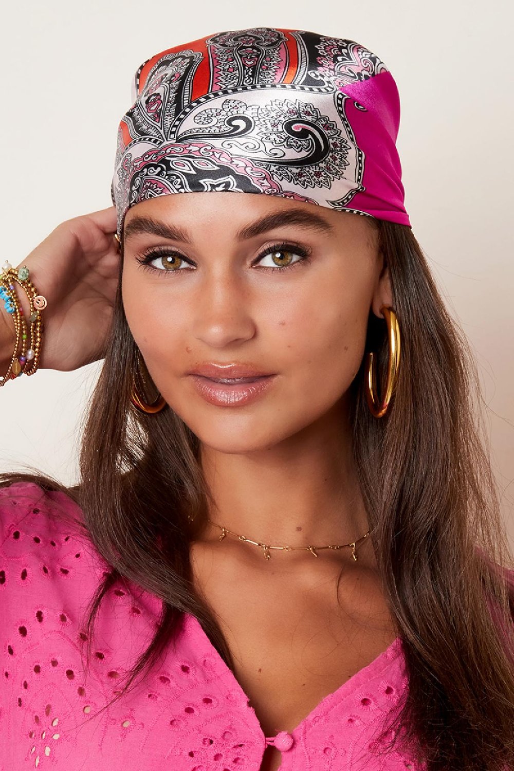 Bunter Sommerschal Fuchsia Polyester Bild2