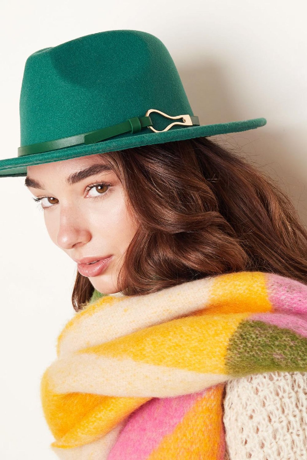 Fedora hoed met PU leren band en gesp Zwart Polyester Afbeelding3