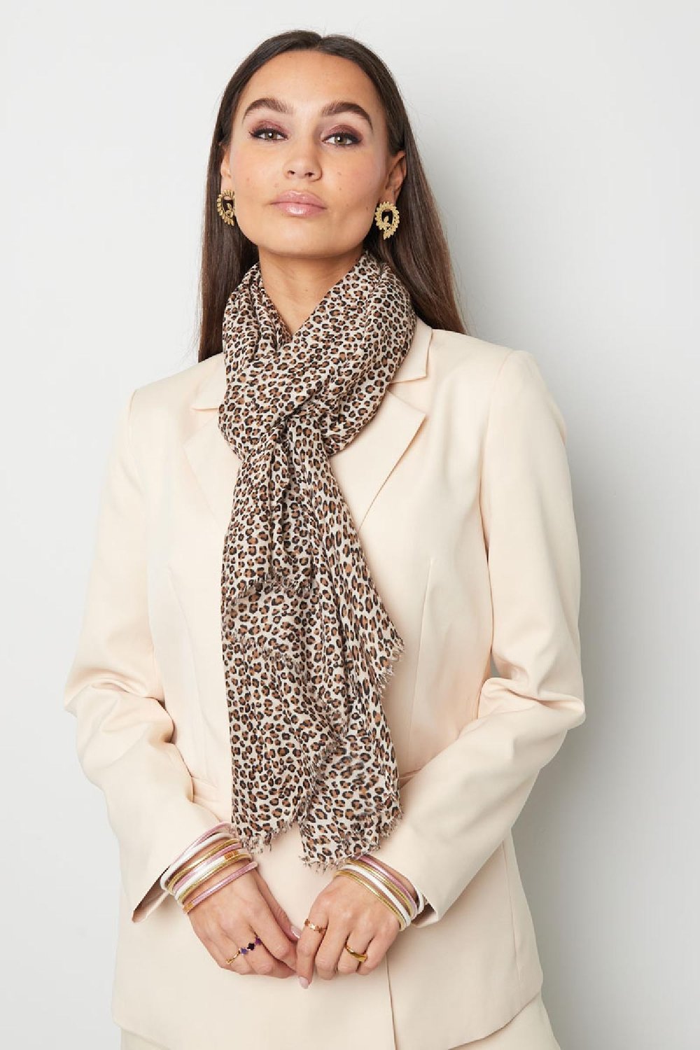 Schal mit Leopardenmuster Beige Polyester Bild2