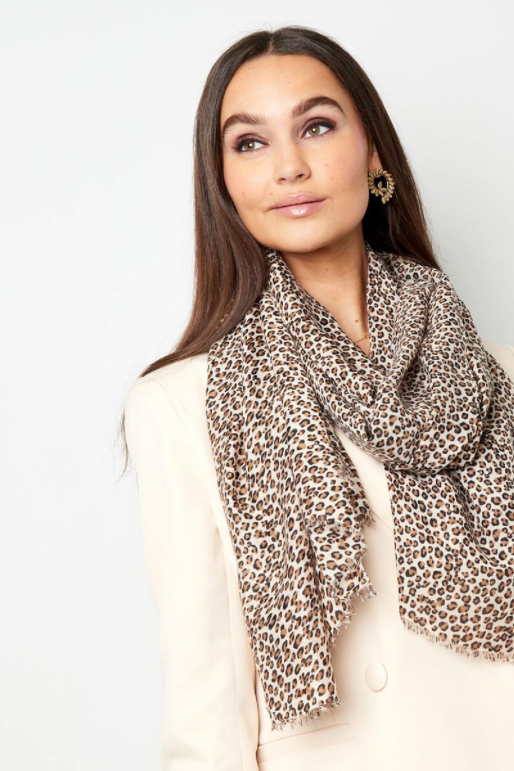 Schal mit Leopardenmuster Beige Polyester Bild4