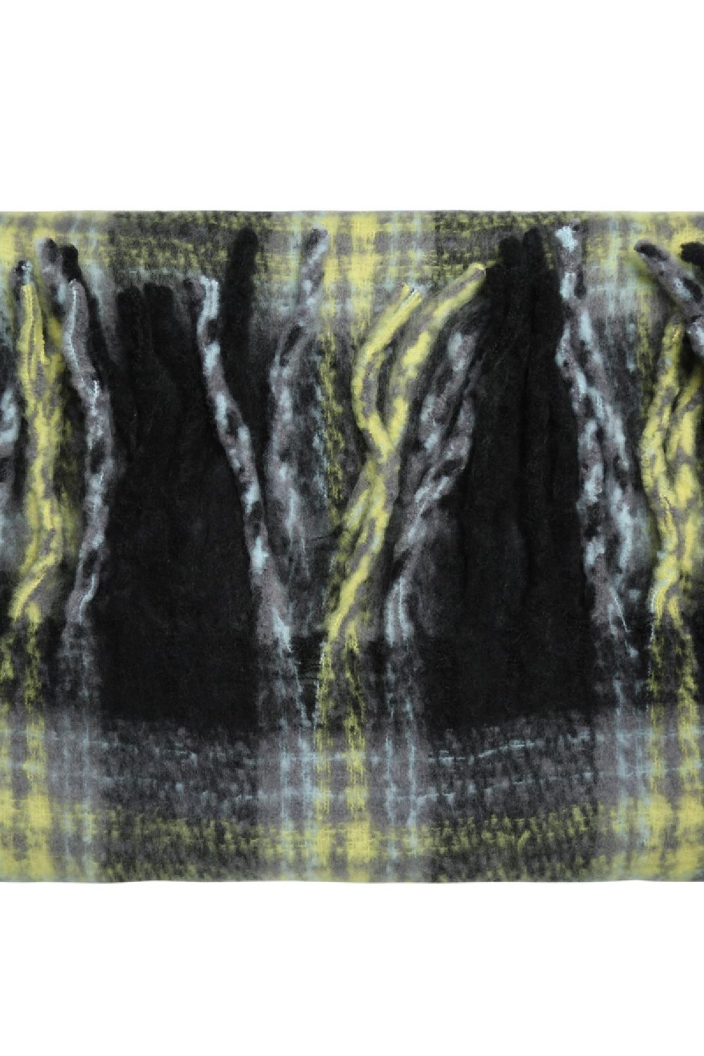 Écharpe Frayed Checks Noir Polyester Image2