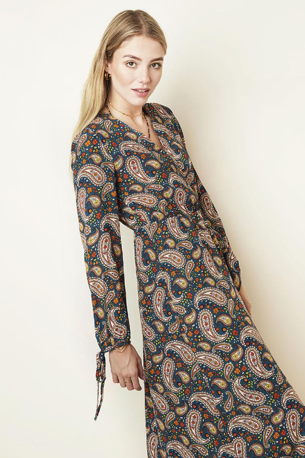 Kleid Paisley Print Dunkelblau S h5Bild4