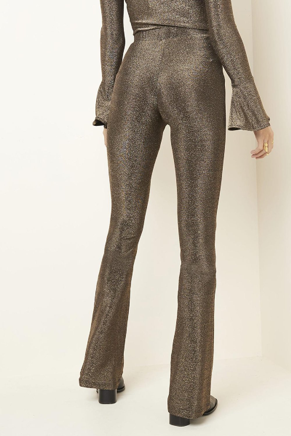 Hose Flare Glitter Goldfarbe S Bild3