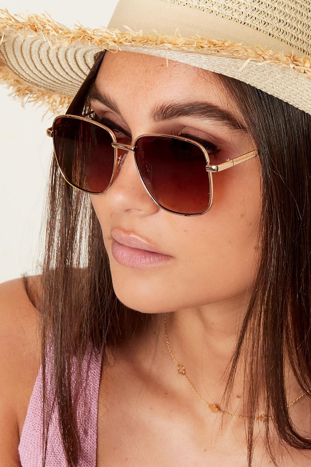 Sonnenbrille in dunklen Tönen Grau & Goldfarbe Metall h5Bild4