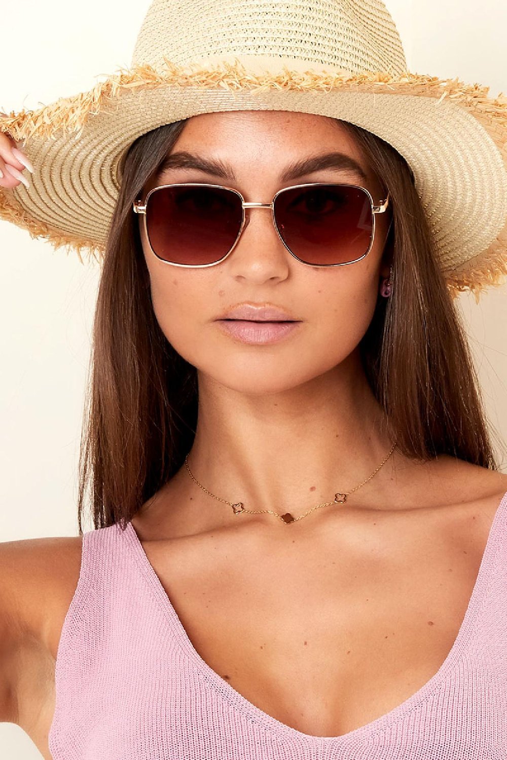 Sonnenbrille in dunklen Tönen Grau & Goldfarbe Metall h5Bild3