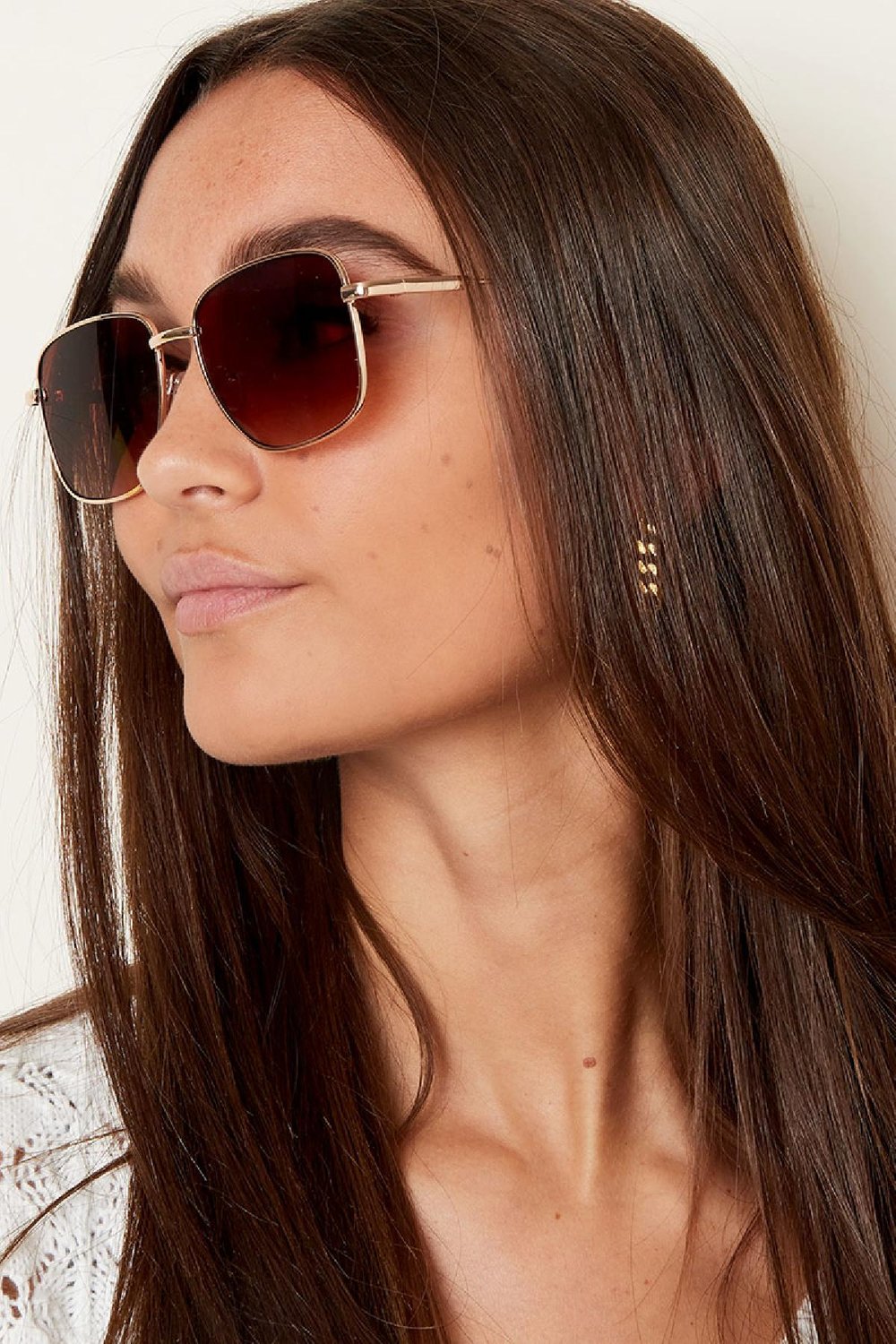 Sonnenbrille in dunklen Tönen Grau & Goldfarbe Metall h5Bild5