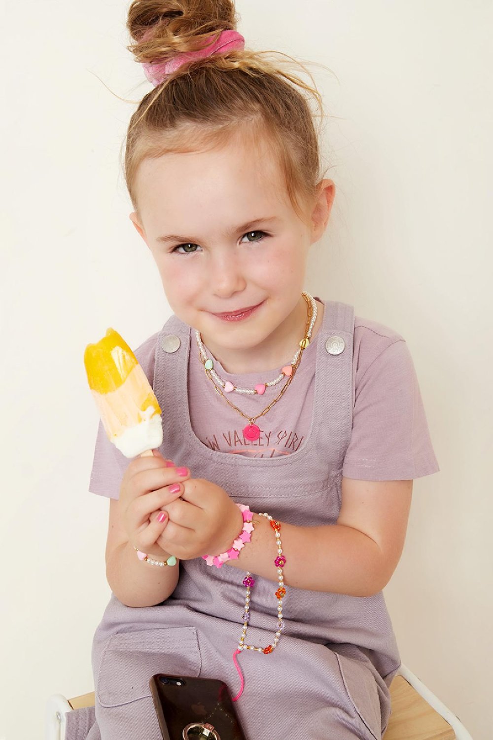 Moeder-dochter collectie sprankelende bloemen telefoonsnoer Groen Parels Afbeelding2