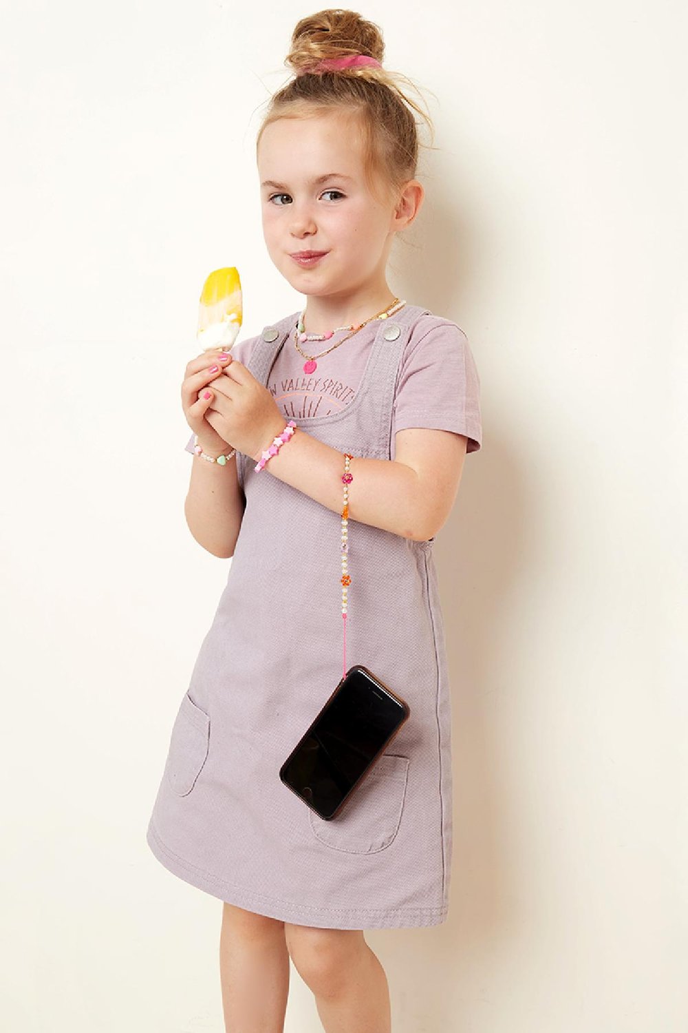 Moeder-dochter collectie sprankelende bloemen telefoonsnoer Groen Parels Afbeelding3