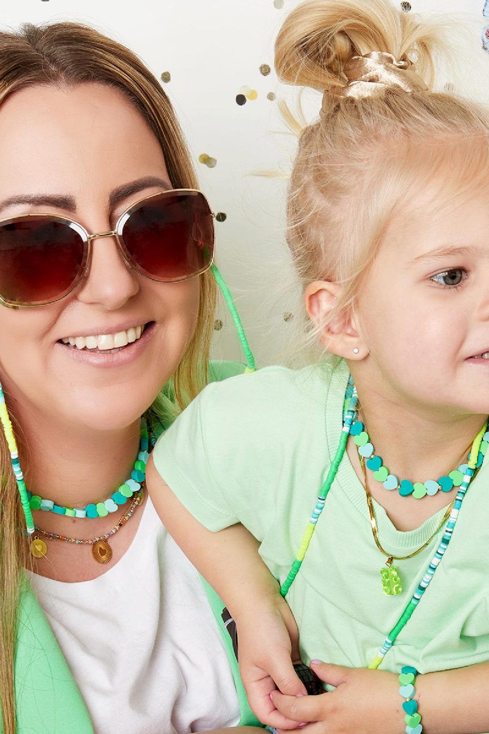 Adult - yellow and green neon sunglasses cord - Mother-Daughter collection polymer clay Picture2