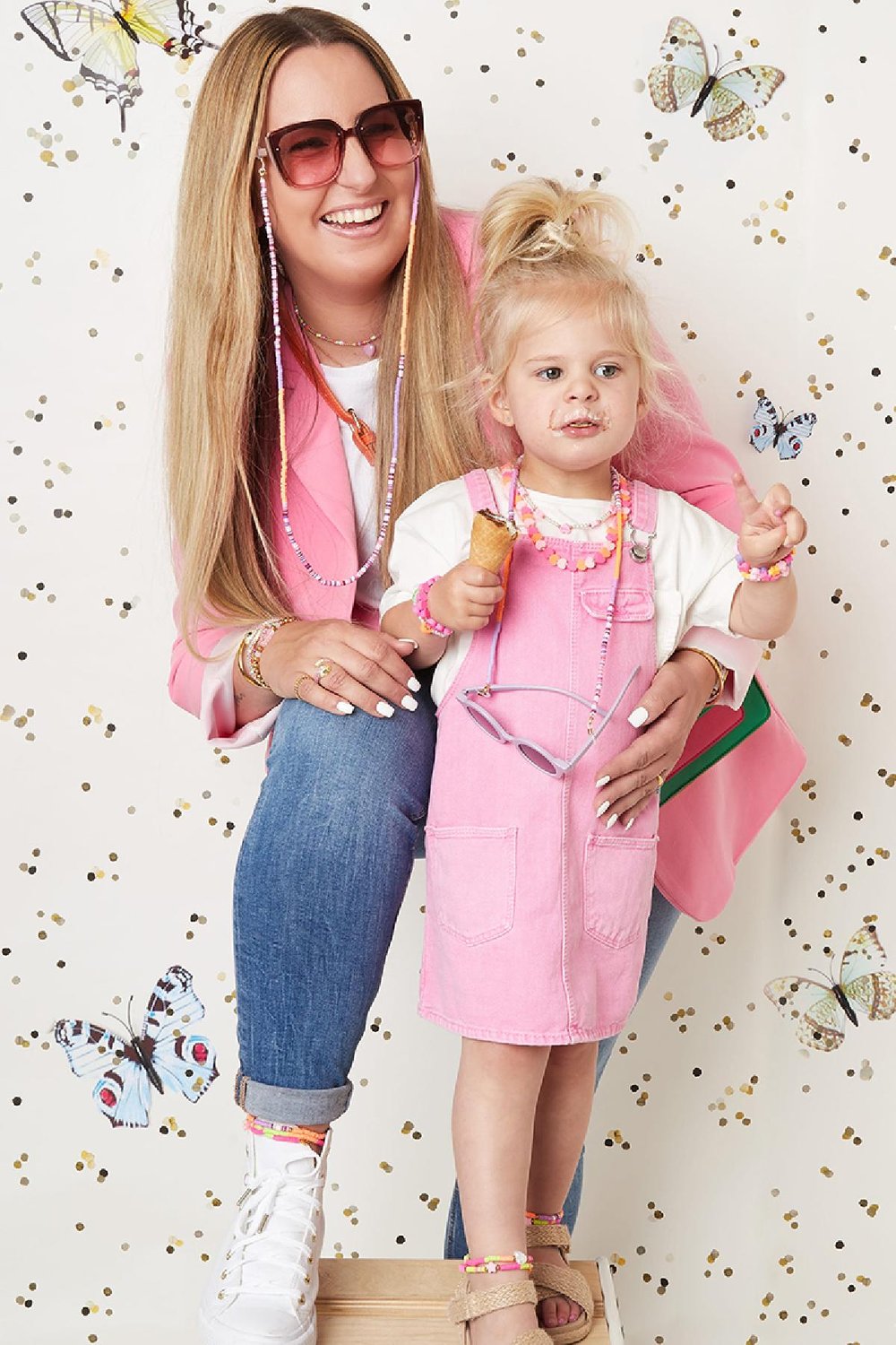 Mutter-Tochter-Kollektion lila rosa Sonnenbrillenkordel - Kinder polymer clay h5Bild2